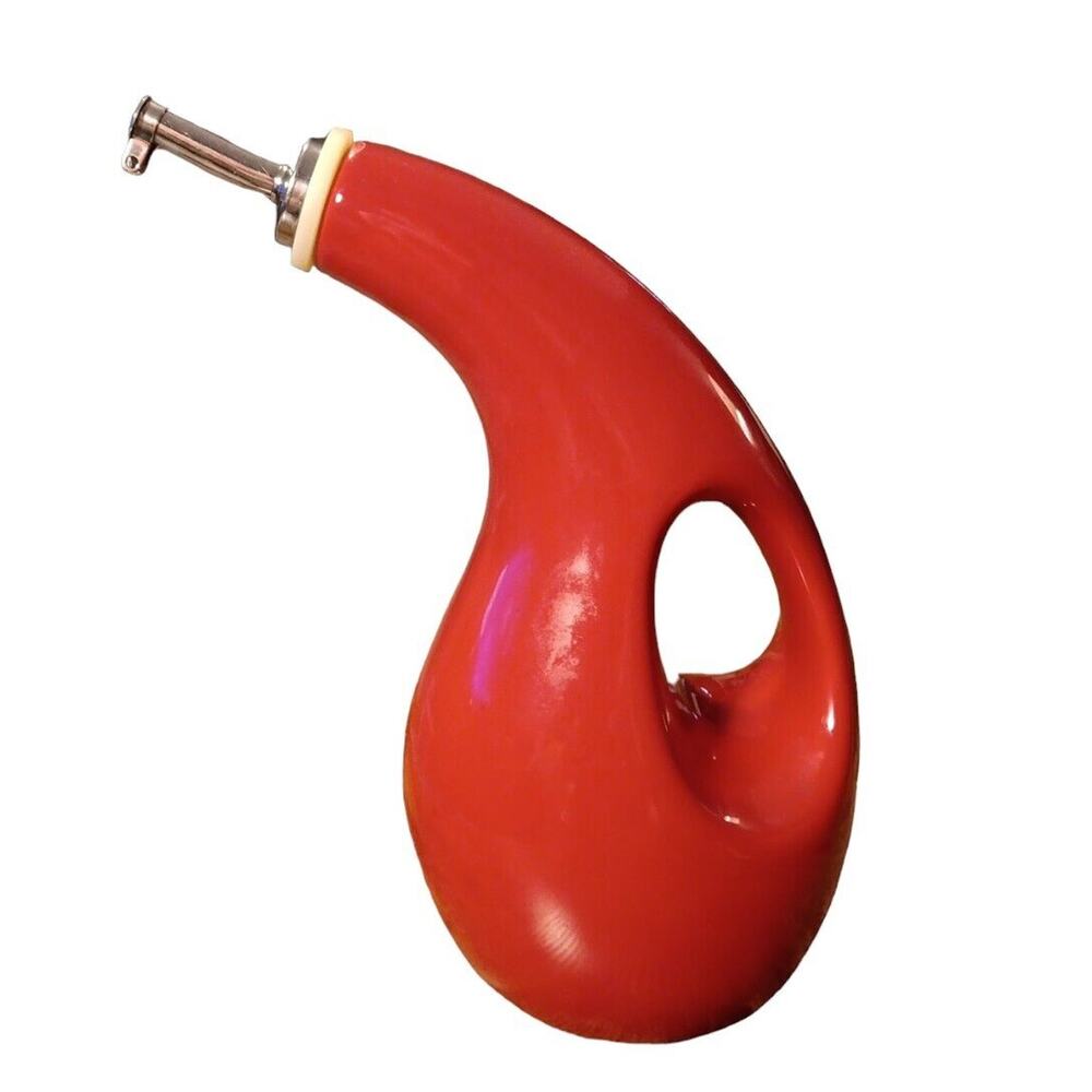 RACHAEL RAY Kitchen Decor Retro Olive‎ Oil Vinegar Dispenser Stoneware Red 24oz